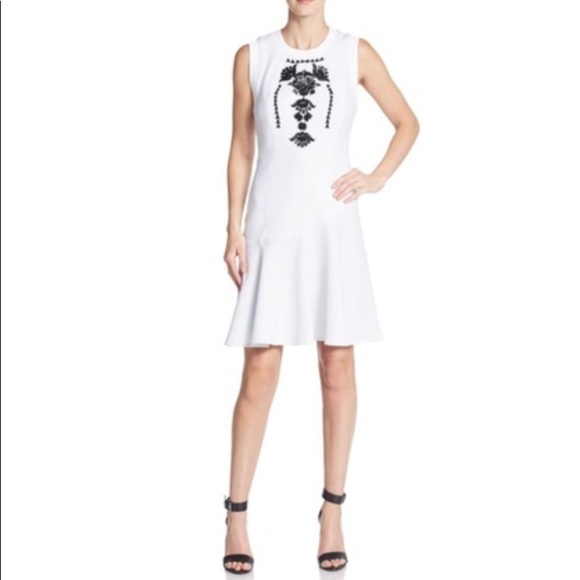 NEW MARCHESA Voyage Black and White Sequin Fit & Flare Dress Cocktail Whimsigoth - Picture 11 of 11